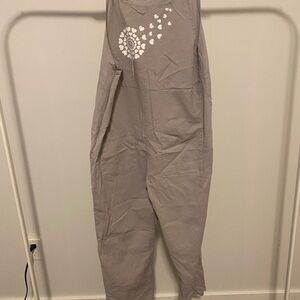 Gray Jumpsuit with Heart Design